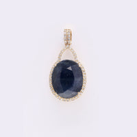 6.36 Ct Oval Mixed Cut Natural Sapphire 14K Gold Pendant