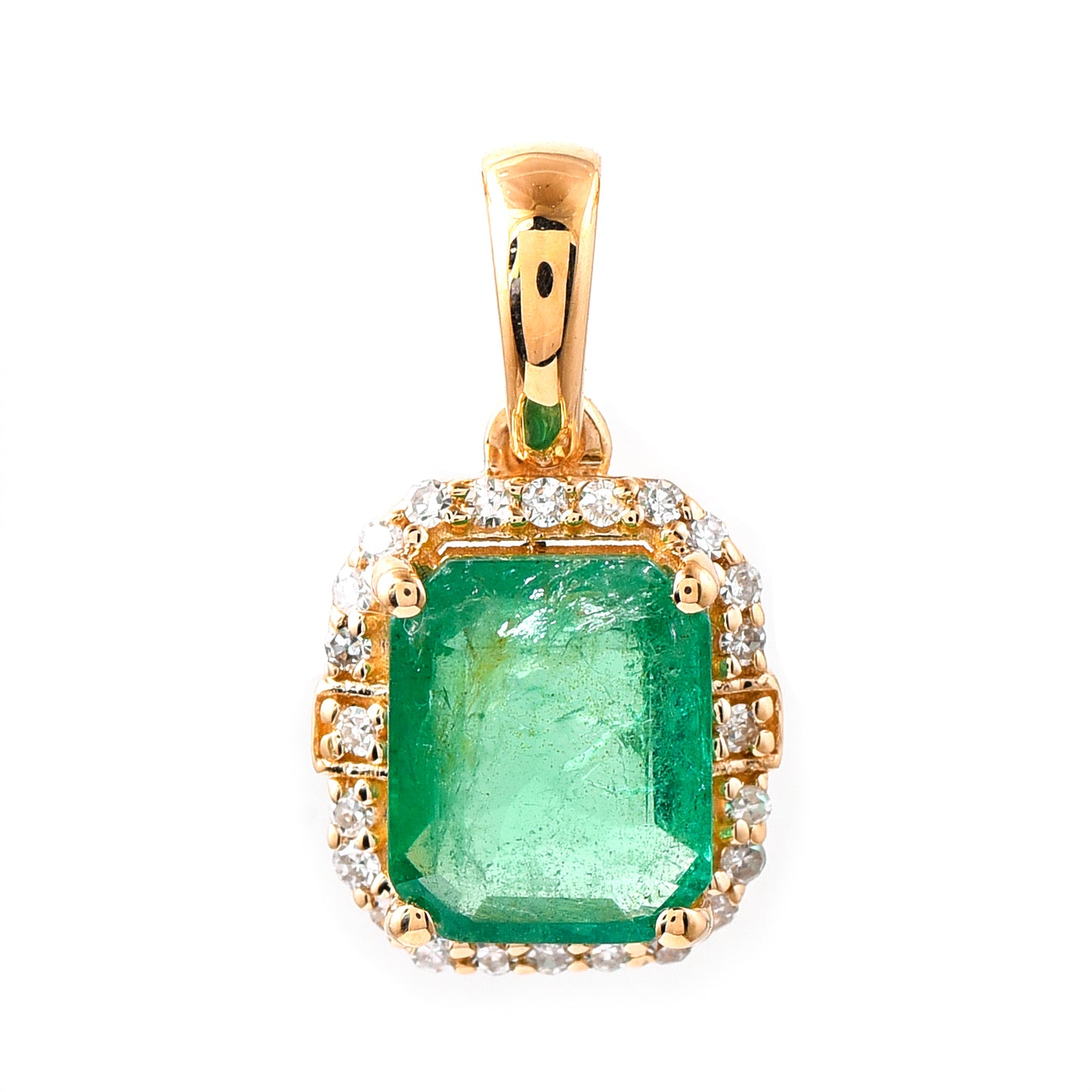1.30 Ct Octagon Step Cut Natural Emerald 14K Gold Pendant