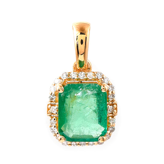 1.30 Ct Octagon Step Cut Natural Emerald 14K Gold Pendant