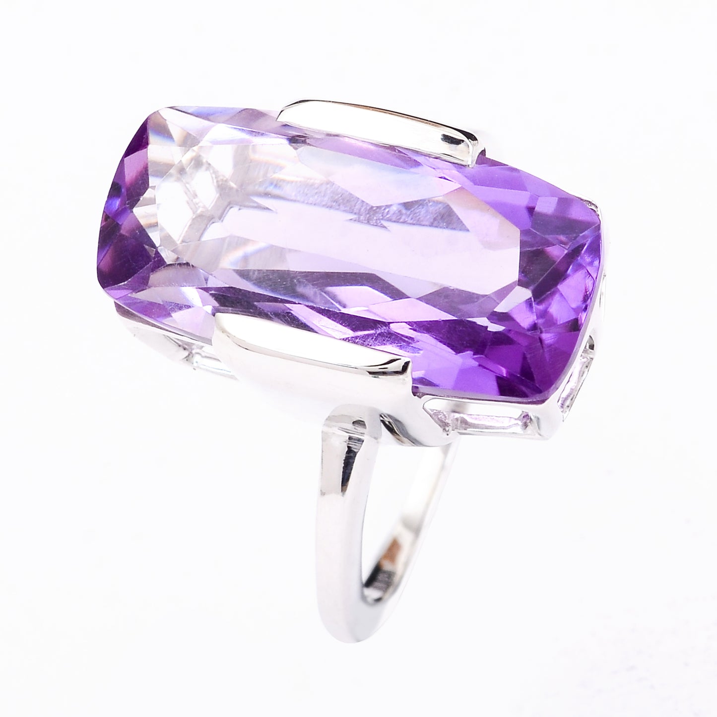 9.88 Ct Cushion Amethyst 925 Sterling Silver Ring