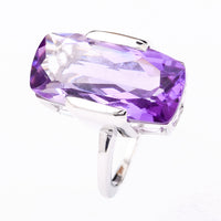 9.88 Ct Cushion Amethyst 925 Sterling Silver Ring