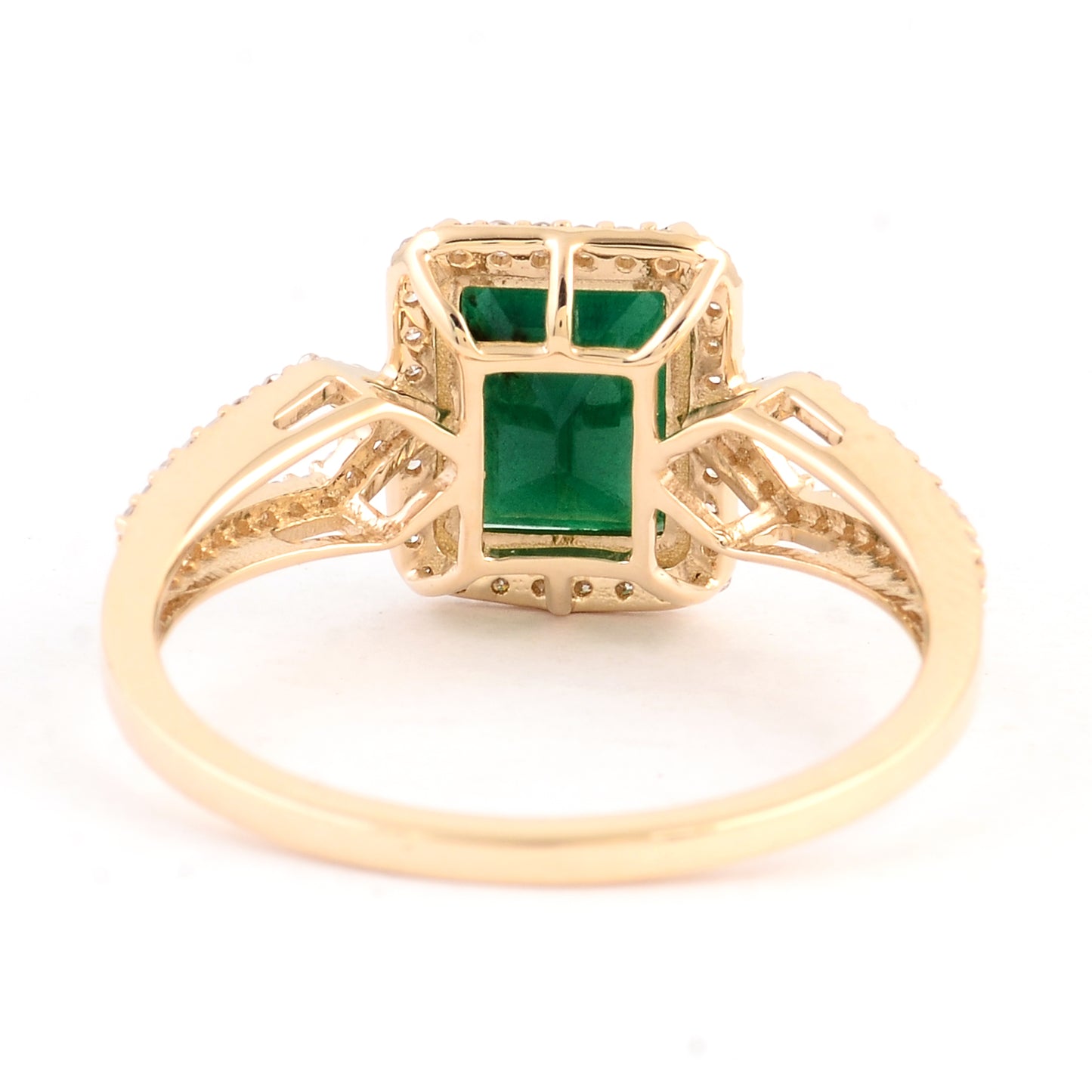 1.65 Ct Emerald Cut Natural Beryl Emerald 14K Gold Ring