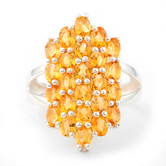 3.66 Ct Oval Citrine, 925 Sterling Silver Ring