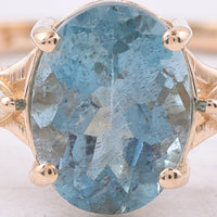 1.61 Ct Oval Natural Aquamarine 14K Gold Ring
