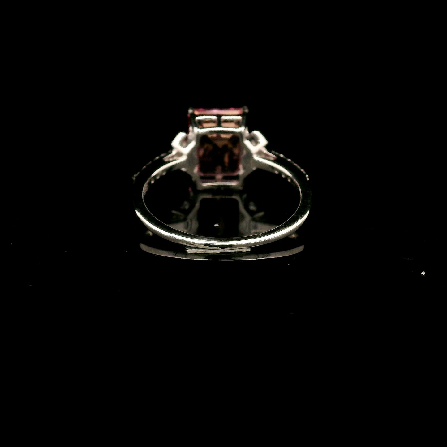3.43 Ct Octagon Pink Topaz, White Zircon 925 Sterling Silver Ring