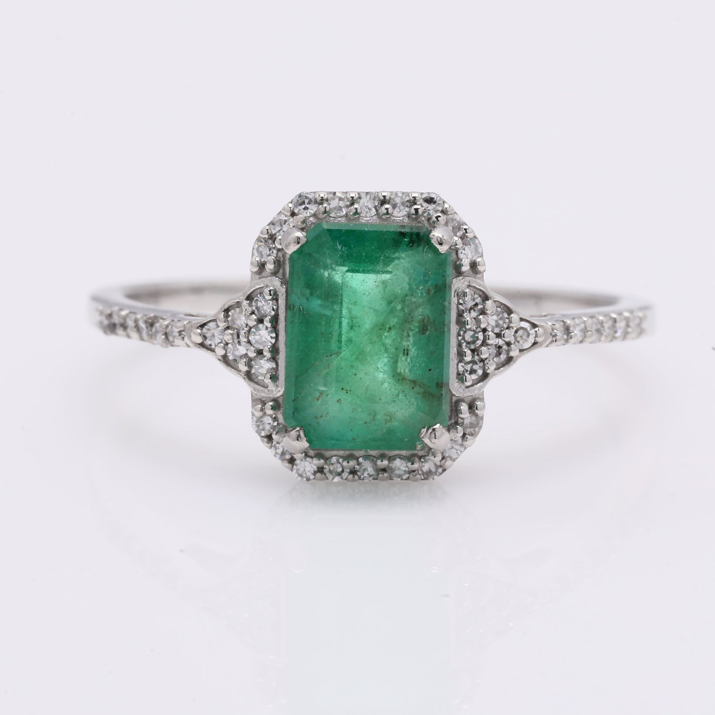 1.39 Ct Octagon Step Cut Natural Emerald 950 Platinum Ring