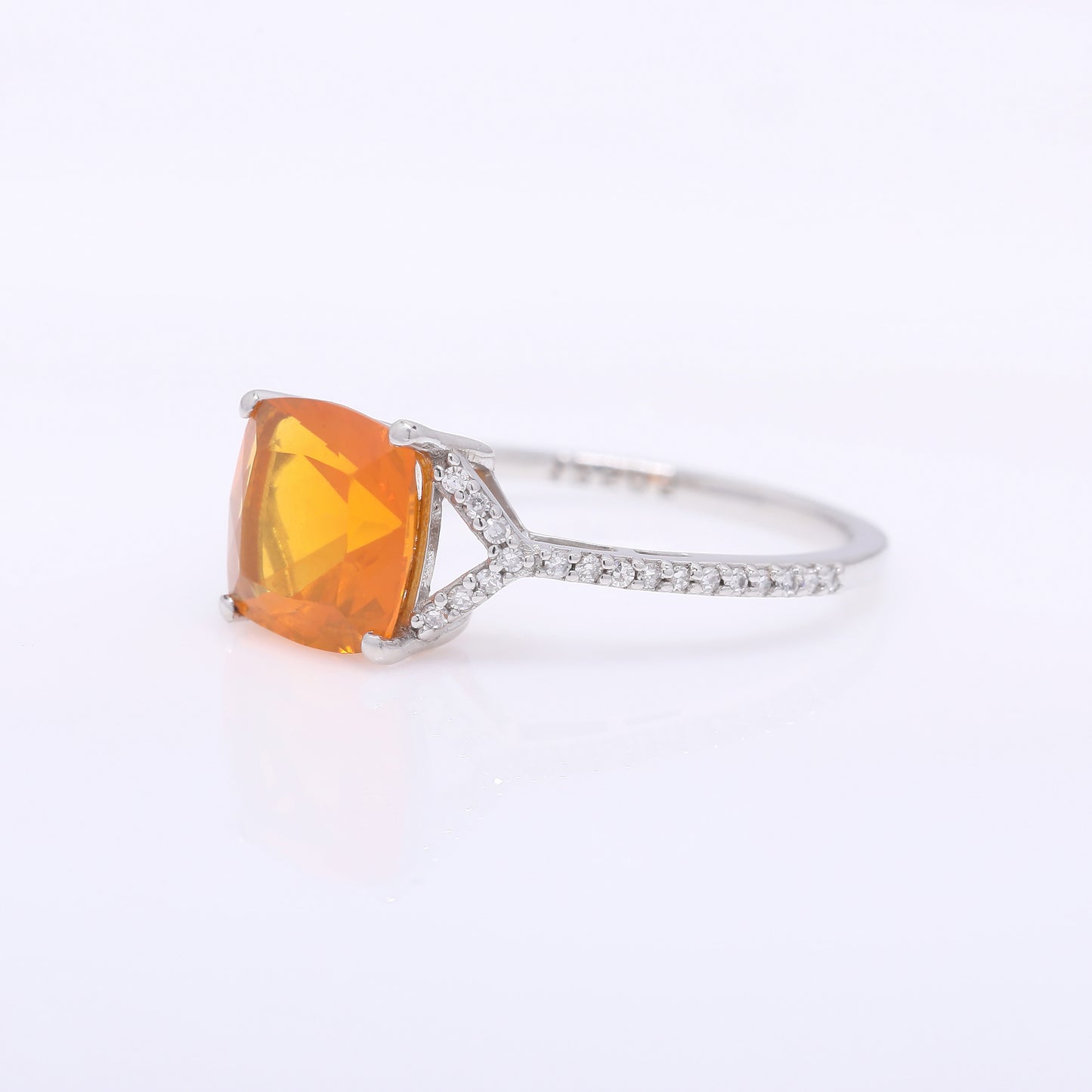 1.57 Ct Cushion Mixed Cut Natural Fire Opal 950 Platinum Ring