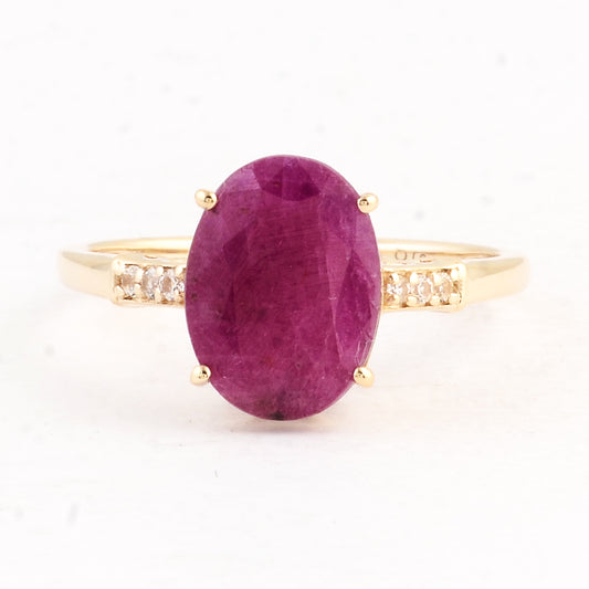 3.90 Ct Oval Ruby 14K Gold Ring