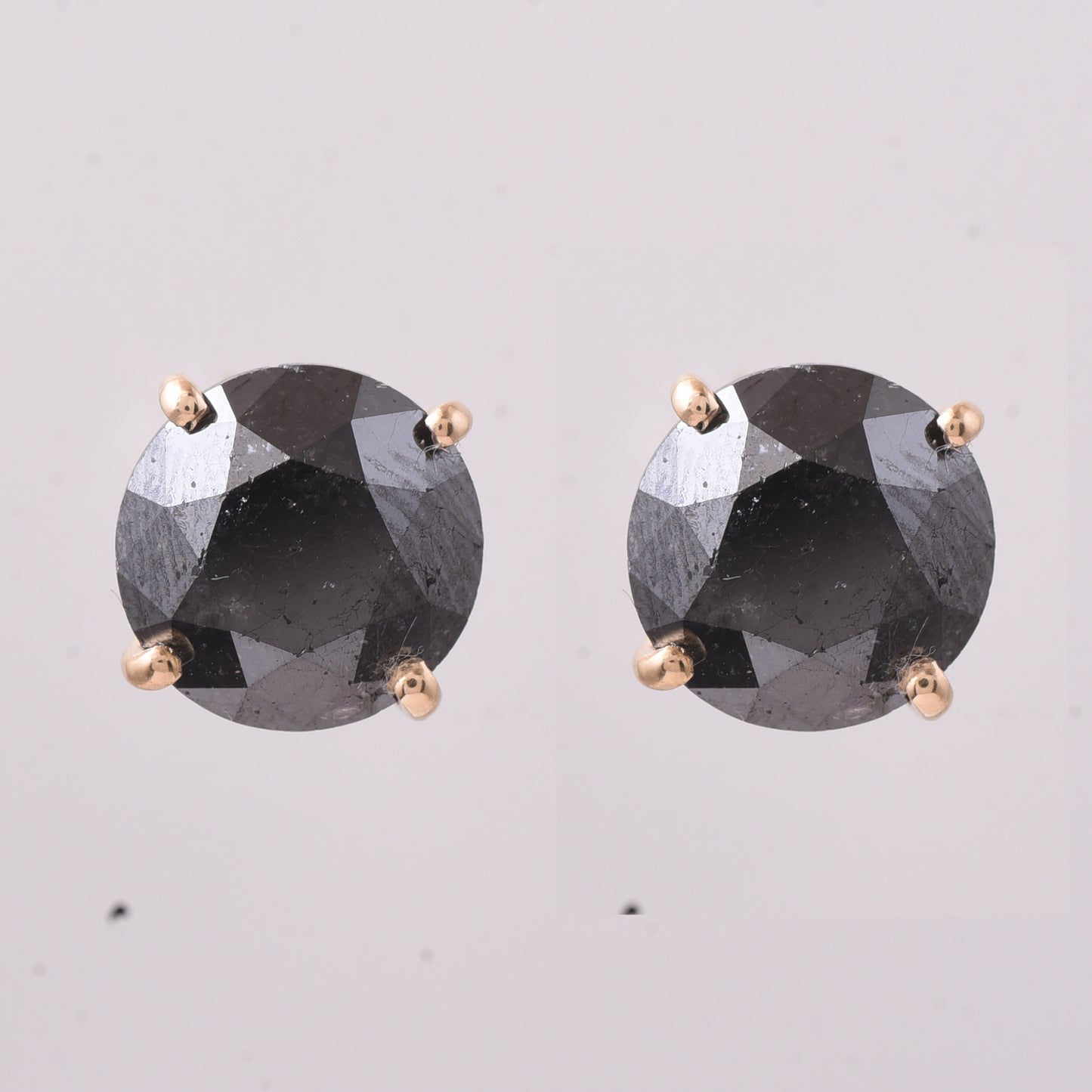 7.46 Ct Round Black Diamond 14K Gold Earrings