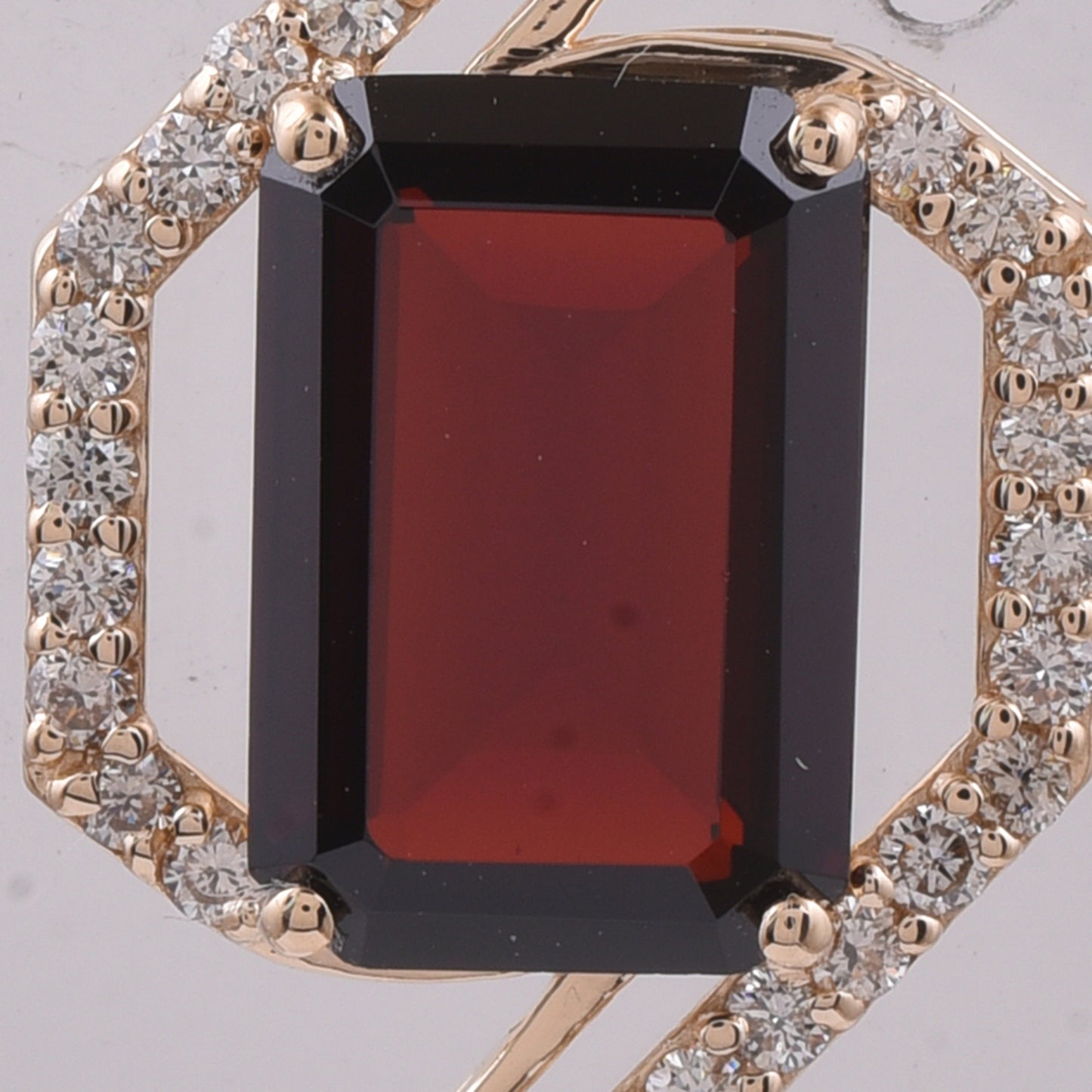 4.44 Ct Octagon Step Cut Natural Garnet 14K Gold Pendant