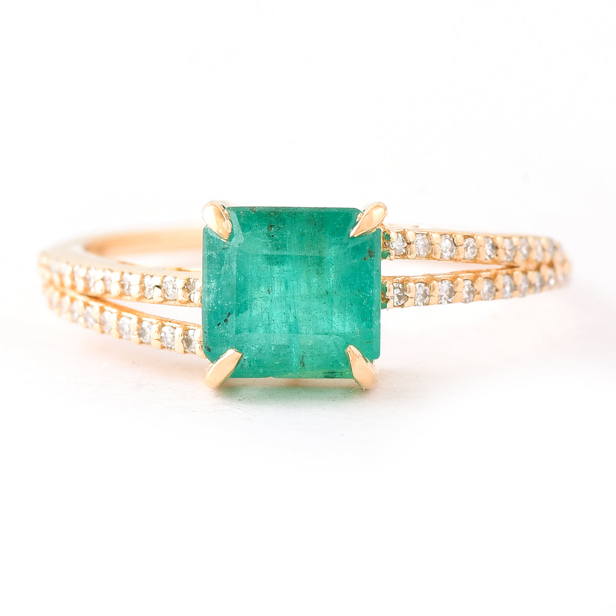 1.71 Ct Octagon Step Cut Natural Emerald 14K Gold Ring