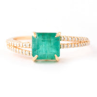 1.71 Ct Octagon Step Cut Natural Emerald 14K Gold Ring