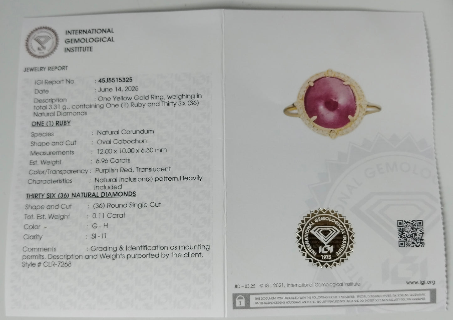 3.31 Ct Oval Cabochon Natural Corundum Ruby 14K Gold Ring