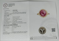 3.31 Ct Oval Cabochon Natural Corundum Ruby 14K Gold Ring
