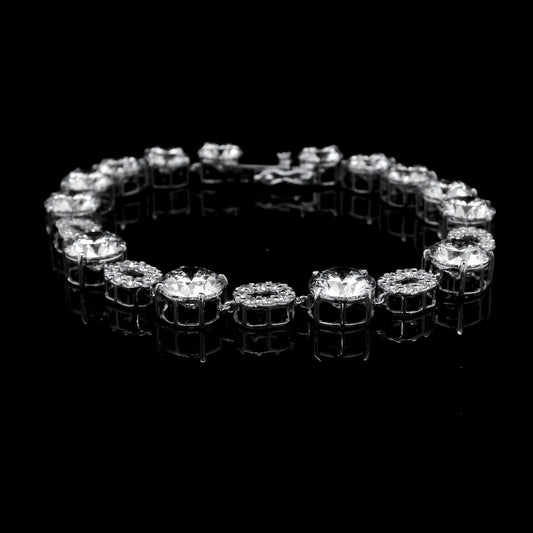 26.04 Ct Round Lab Grown Diamond 14K Gold Bracelet