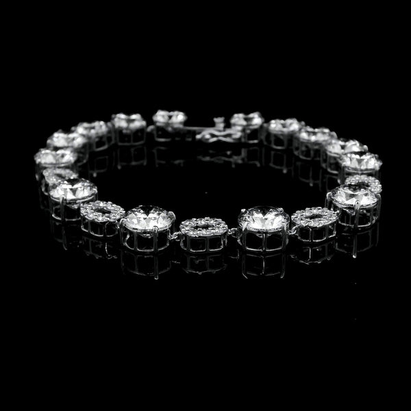 26.04 Ct Round Lab Grown Diamond 14K Gold Bracelet