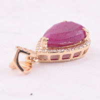 2.31 Ct Pear Mixed Cut Natural Ruby 14K Gold Pendant