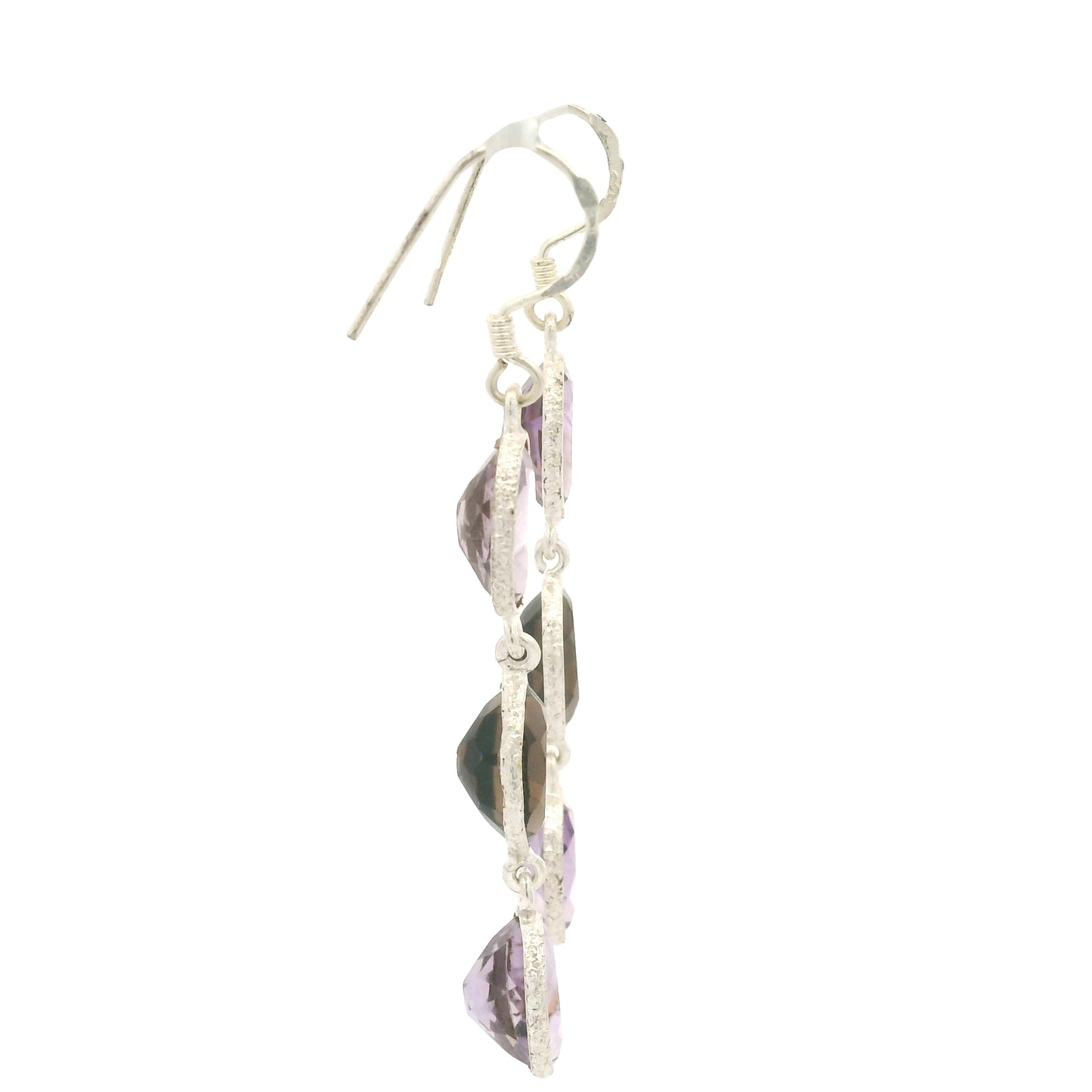 10.10 Ct Amethyst, Smoky Quartz 925 Sterling Silver Earrings