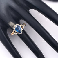 2.67 Ct Pear Mixed Cut Natural Sapphire 14K Gold Ring