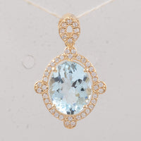 2.27 Ct Oval Aquamarine 9K Gold Pendant