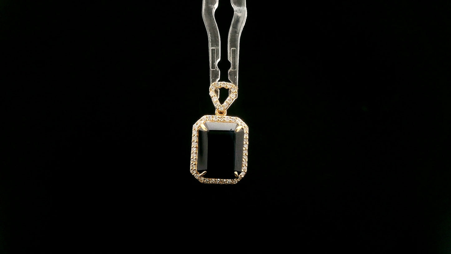 3.75 Ct Octagon Natural Sapphire 14K Gold Pendant