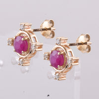 1.78 Ct Round Natural Ruby 14K Gold Earrings