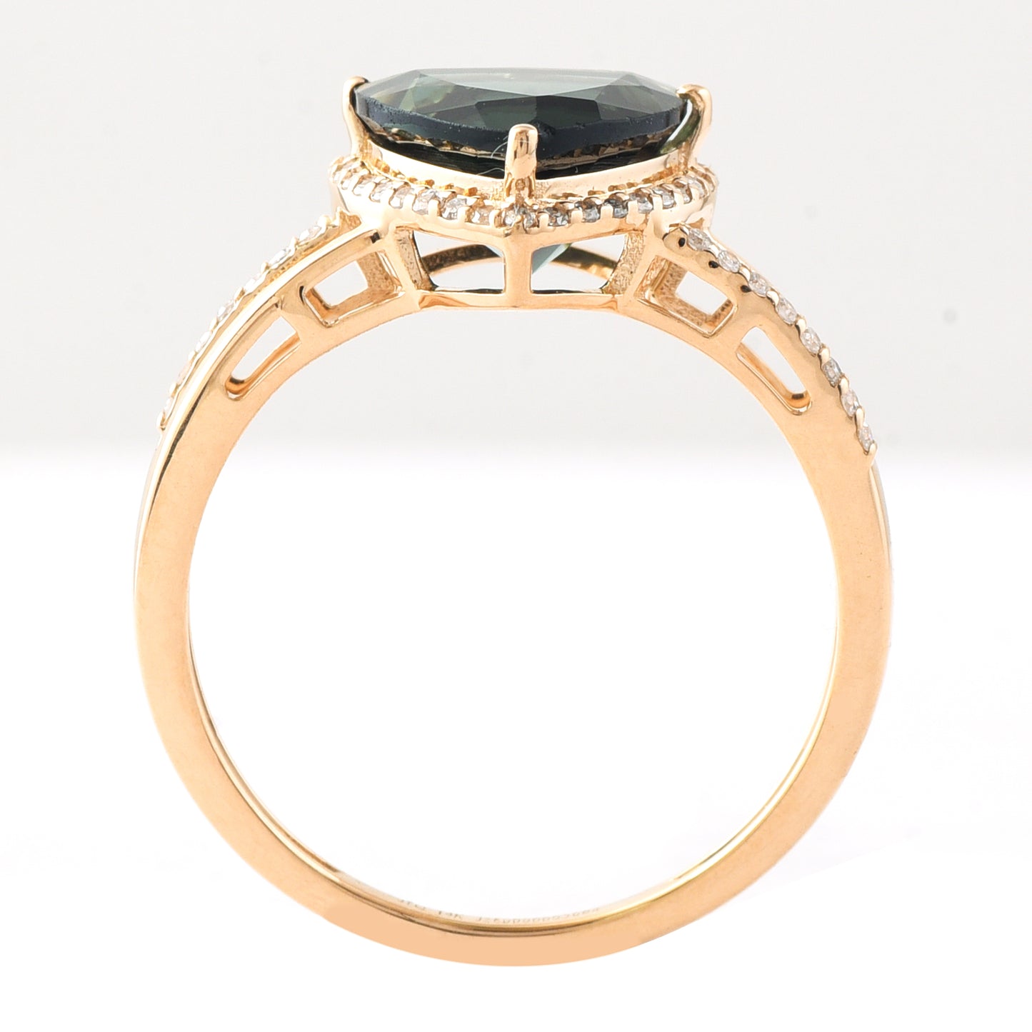 2.33 Ct Triangle Mixed Cut Natural Green Tourmaline 14K Gold Ring