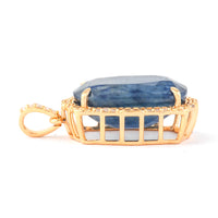 9.88 Ct Cushion Mixed Cut Natural Sapphire 14K Gold Pendant
