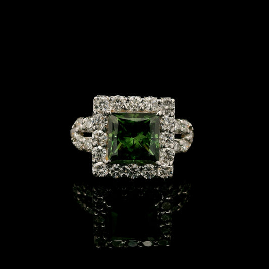 2.68 Carats Green Lab Grown Diamond 14K Gold Ring