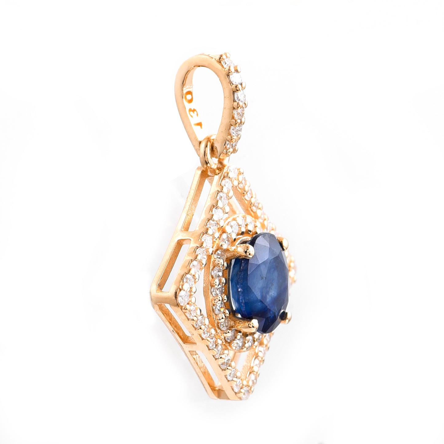1.11 Ct Oval Mixed Cut Natural Sapphire 14K Gold Pendant
