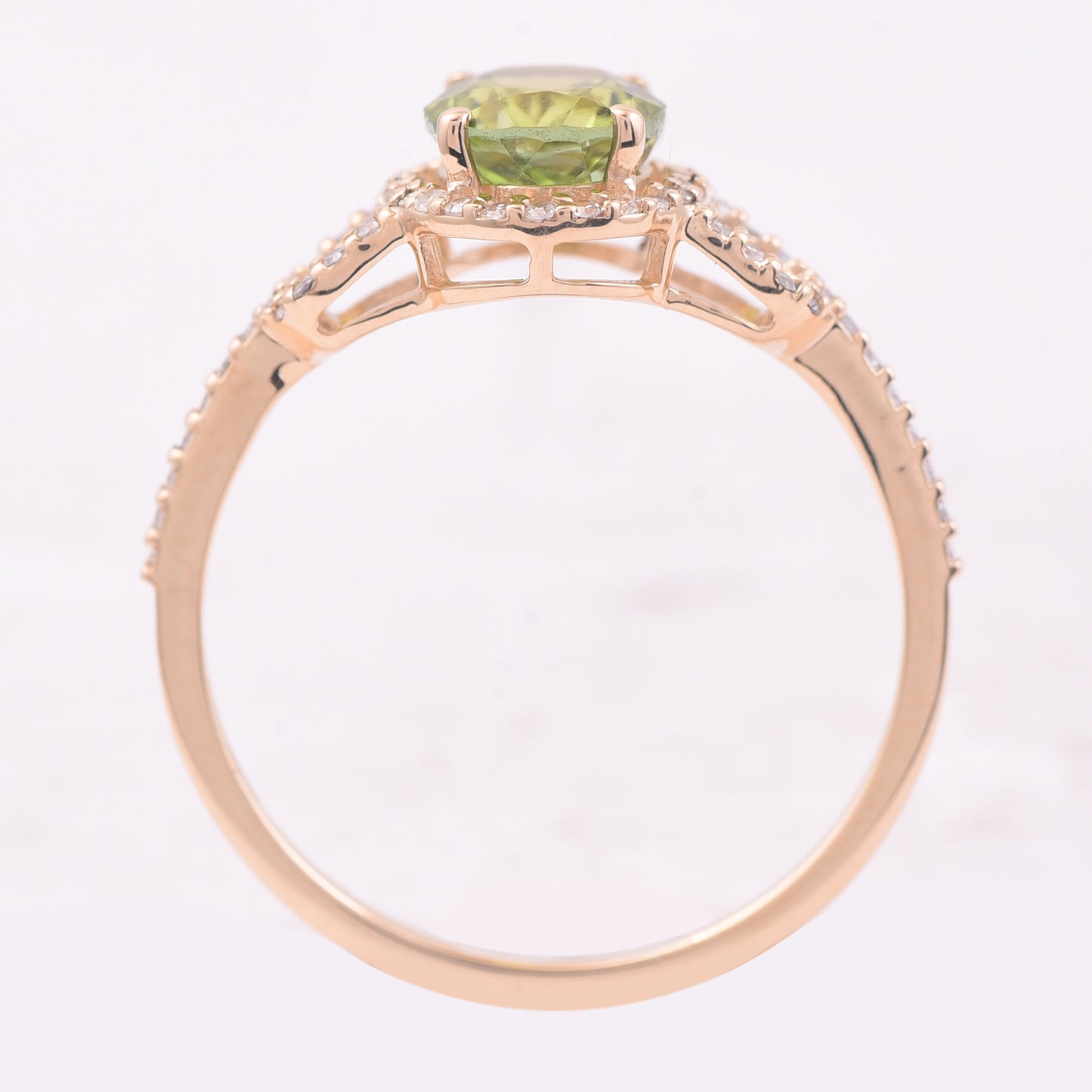 1.49 Ct Oval Mixed Cut Natural Green Tourmaline 14K Gold Ring