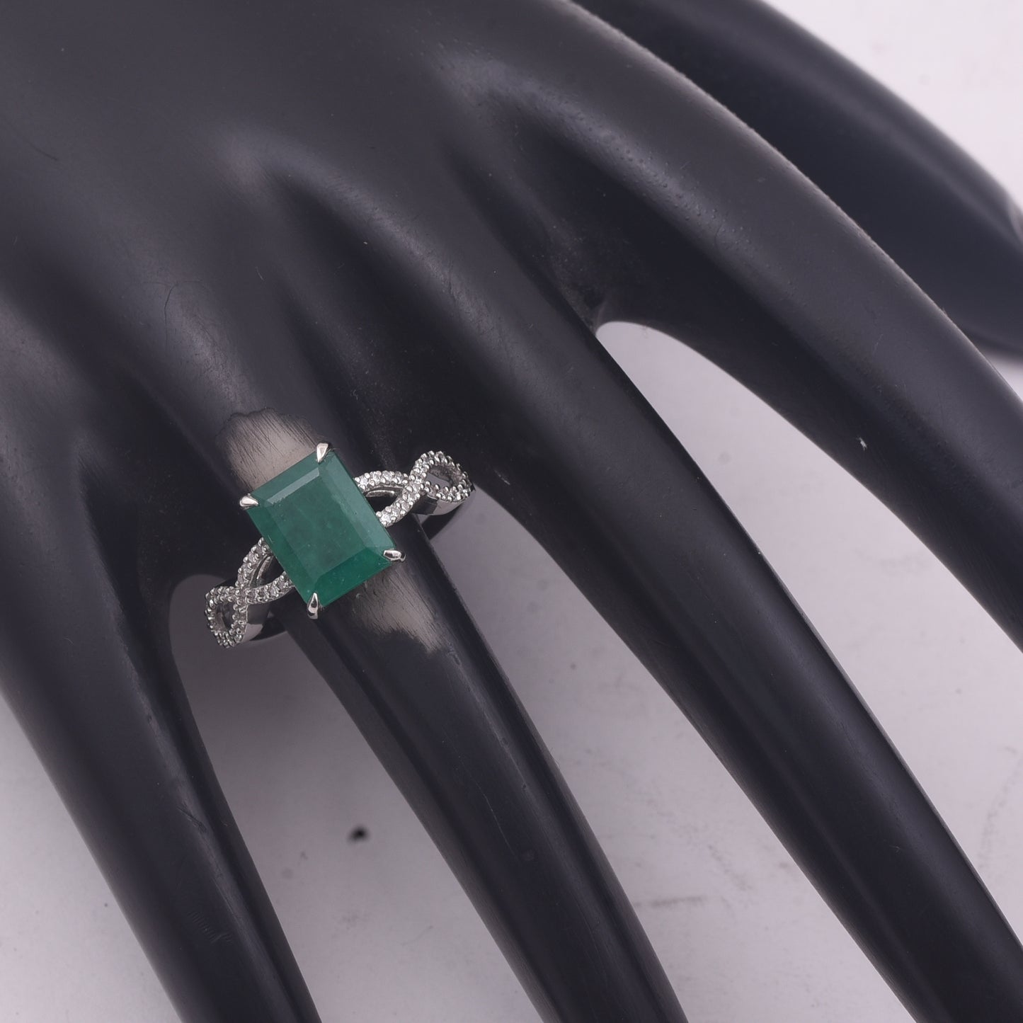 3.11 Ct Octagon Step Cut Natural Emerald 950 Platinum Ring