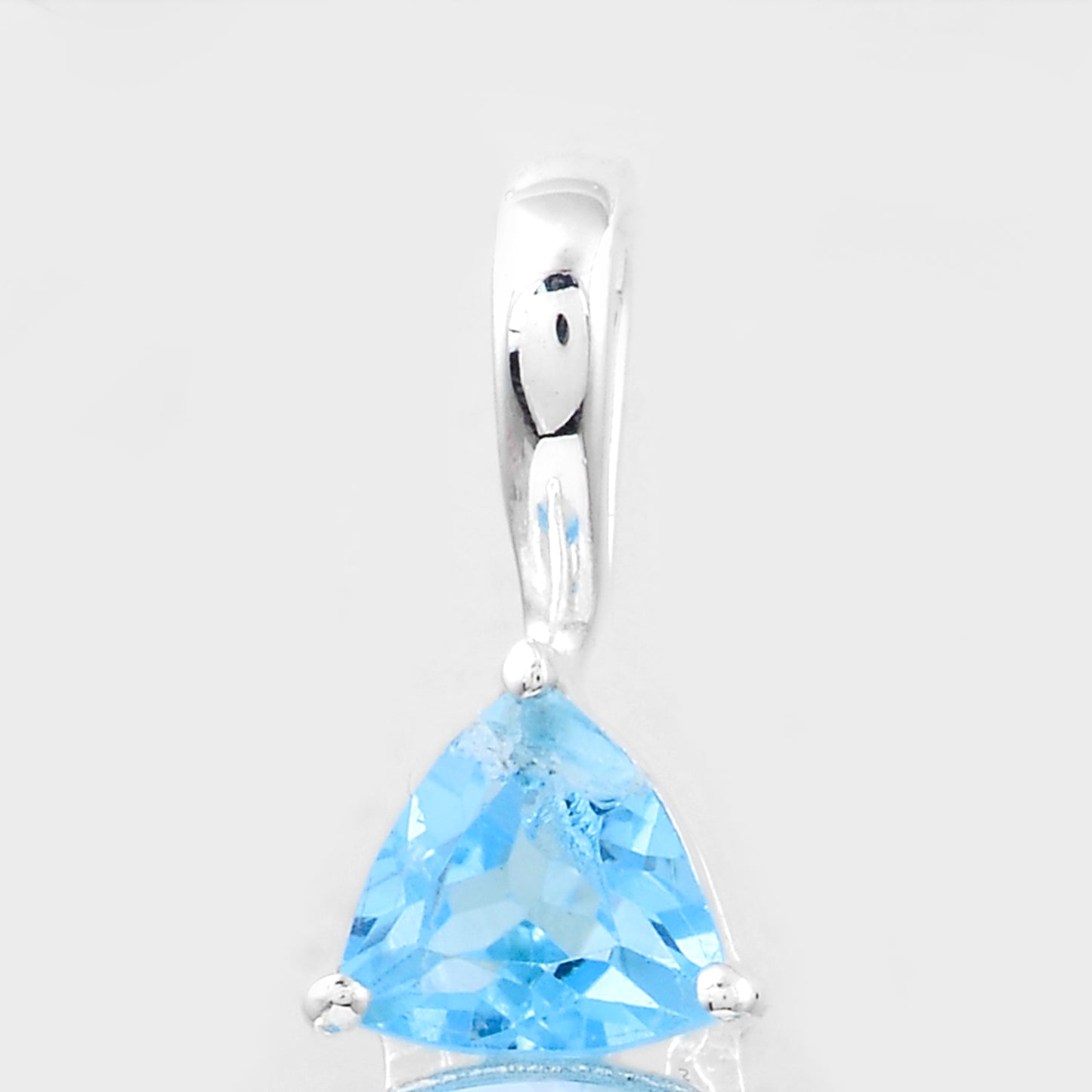 7.18 Ct Round Blue Topaz, Swiss Blue Topaz, Cubic Zirconia 925 Sterling Silver Pendant