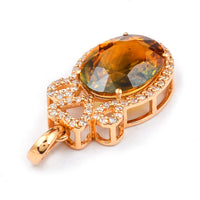 3.70 Ct Oval Mixed Cut Natural Bi Coloured Sapphire 14K Gold Pendant