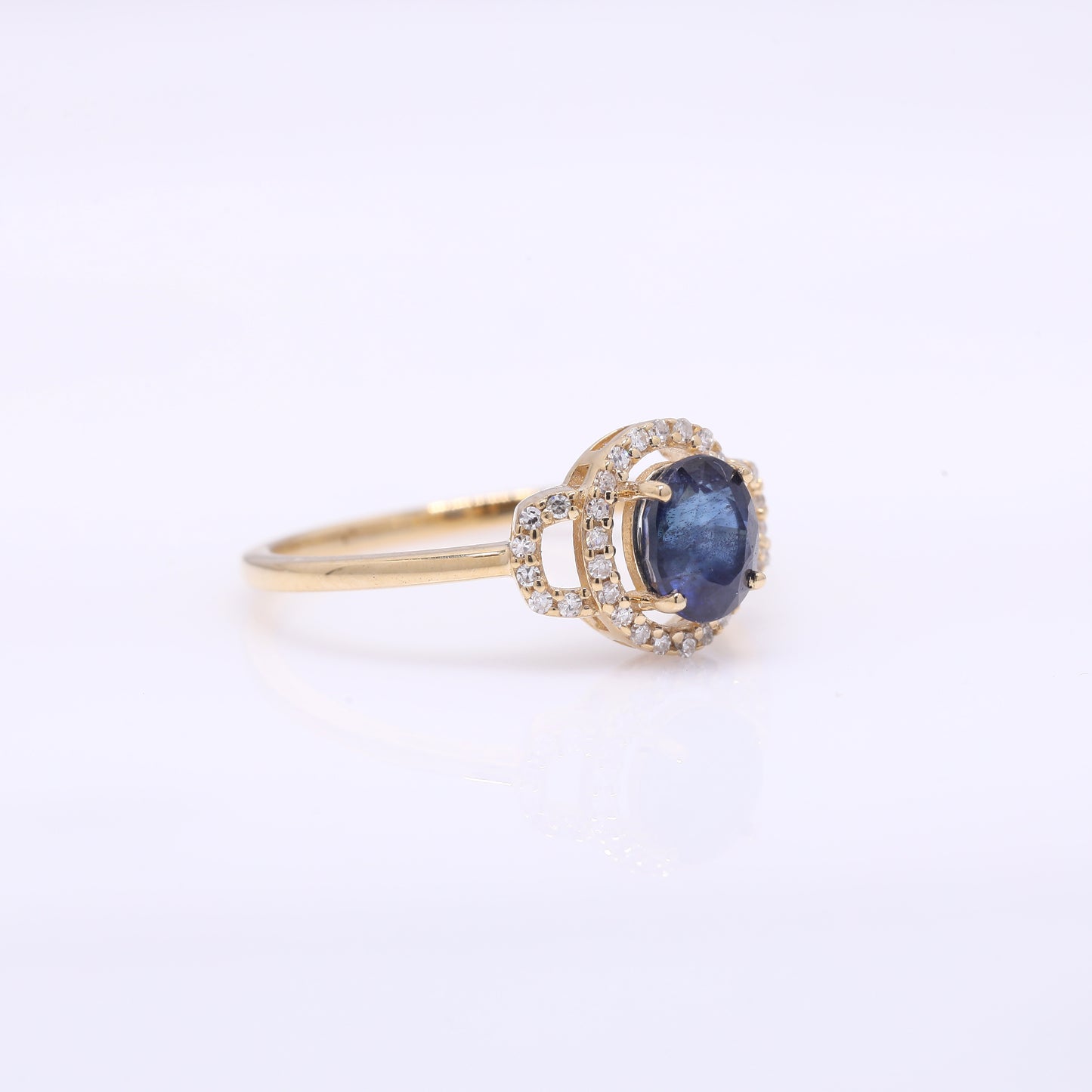 1.13 Ct Oval Mixed Cut Natural Sapphire 14K Gold Ring