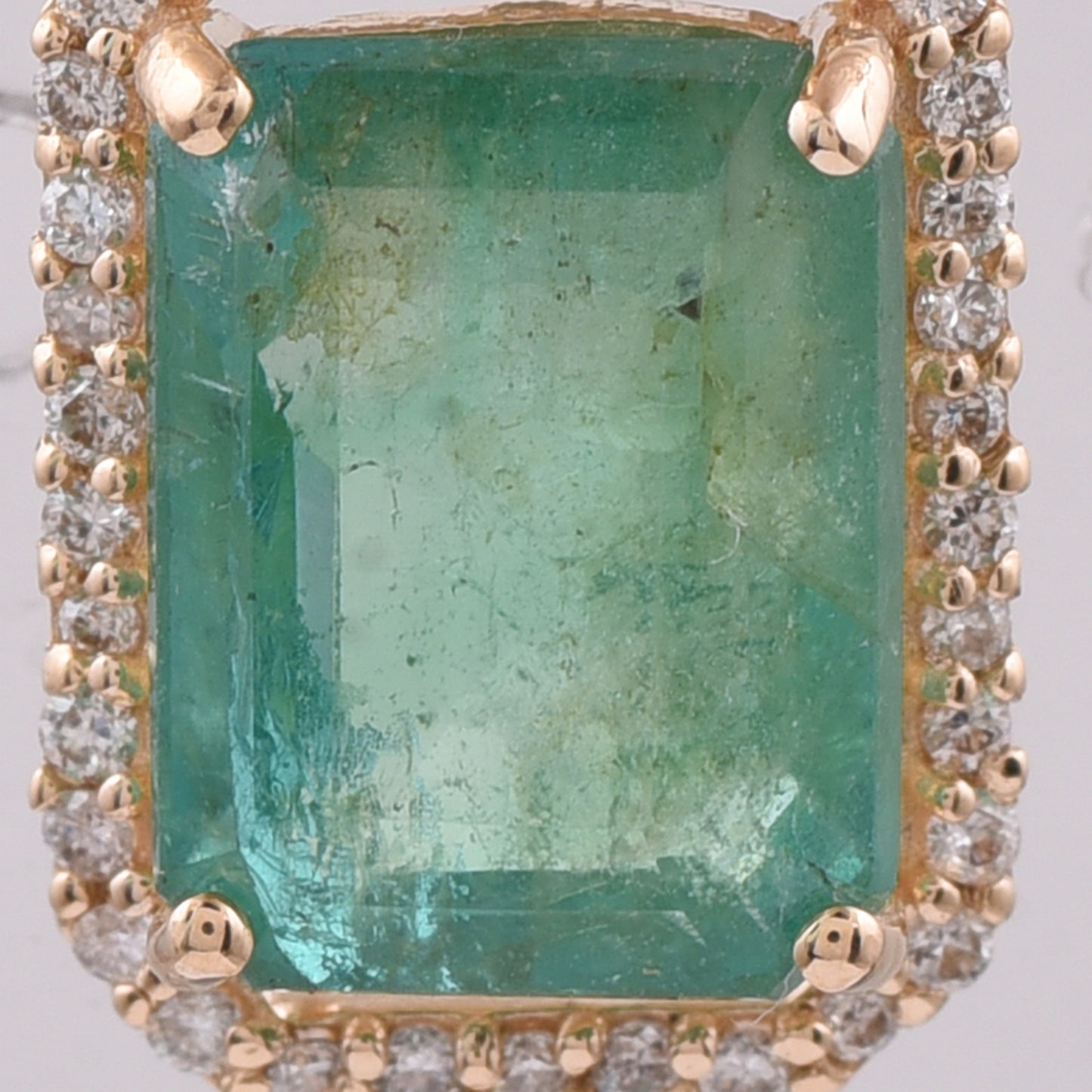 2.44 Ct Octagon Step Cut Natural Emerald 14K Gold Pendant