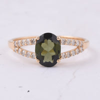 1.25 Ct Oval Natural Green Tourmaline 14K Gold Ring
