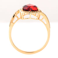 2.46 Ct Heart Mixed Cut Natural Garnet 14K Gold Ring