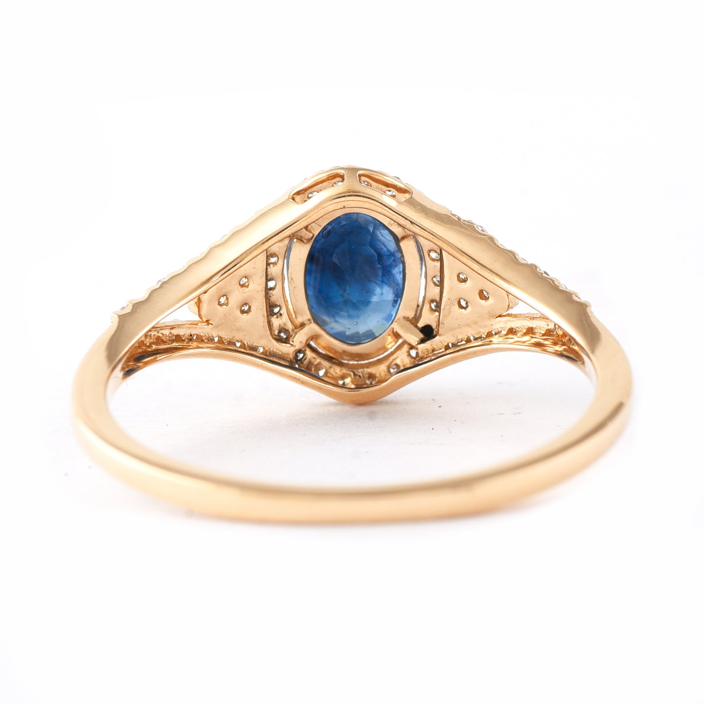 1.52 Ct Oval Mixed Cut Natural Sapphire 14K Gold Ring