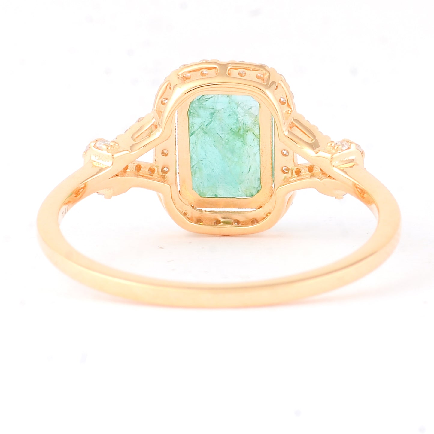 1.20 Ct Octagon Step Cut Natural Emerald 14K Gold Ring