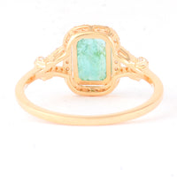 1.20 Ct Octagon Step Cut Natural Emerald 14K Gold Ring
