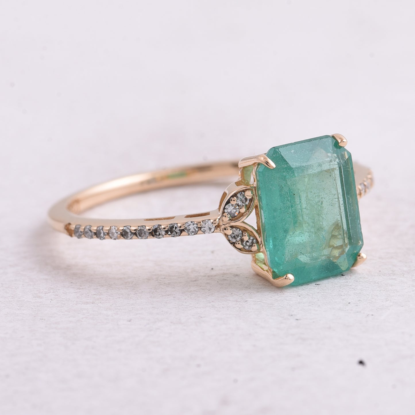 1.75 Ct Octagon Step Cut Natural Emerald 14K Gold Ring