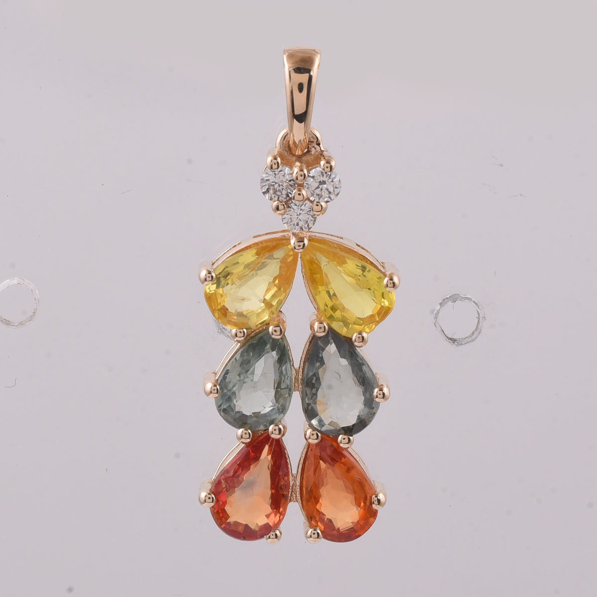 2.63 Ct Pear Natural Multi-Coloured Sapphire 14K Gold Pendant