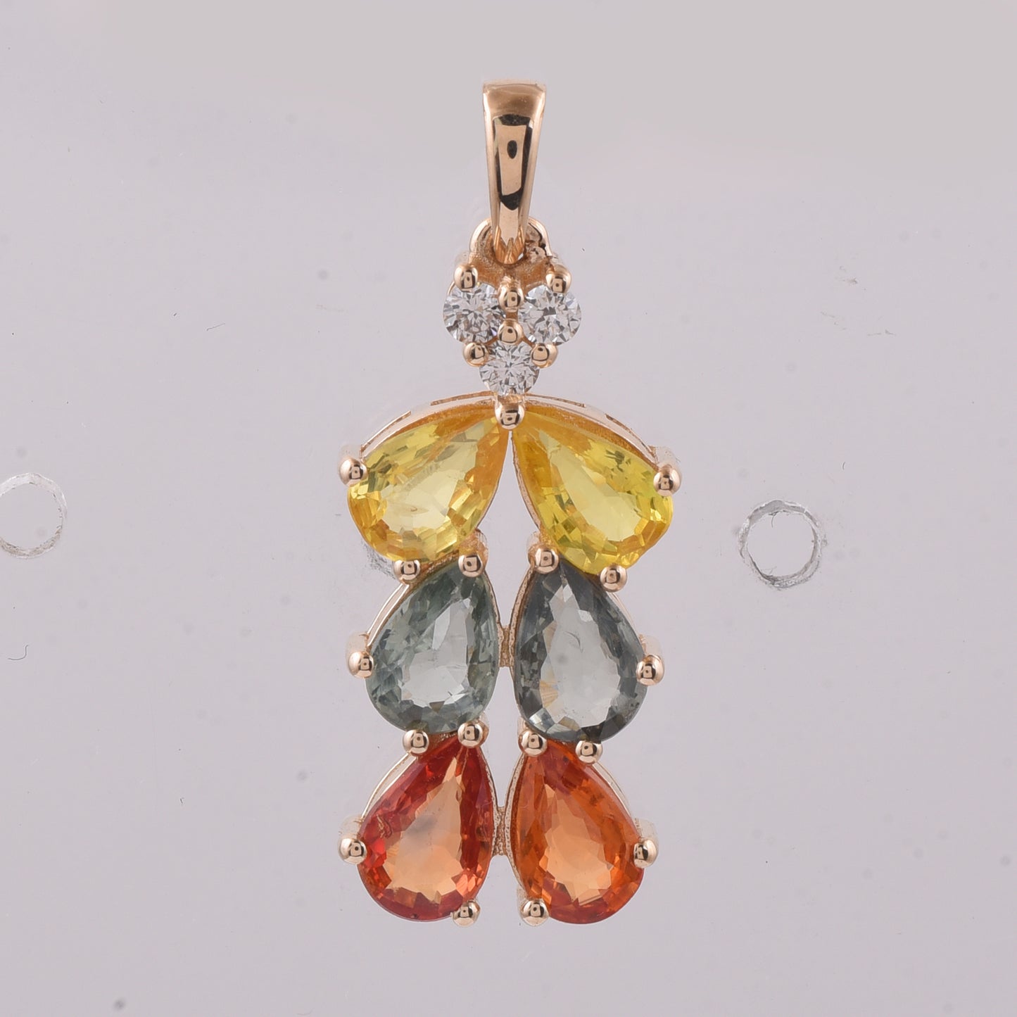 2.63 Ct Pear Natural Multi-Coloured Sapphire 14K Gold Pendant