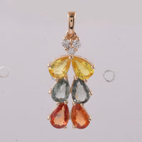 2.63 Ct Pear Natural Multi-Coloured Sapphire 14K Gold Pendant