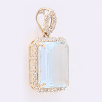 2.87 Ct Octagon Step Cut Natural Aquamarine 14K Gold Pendant