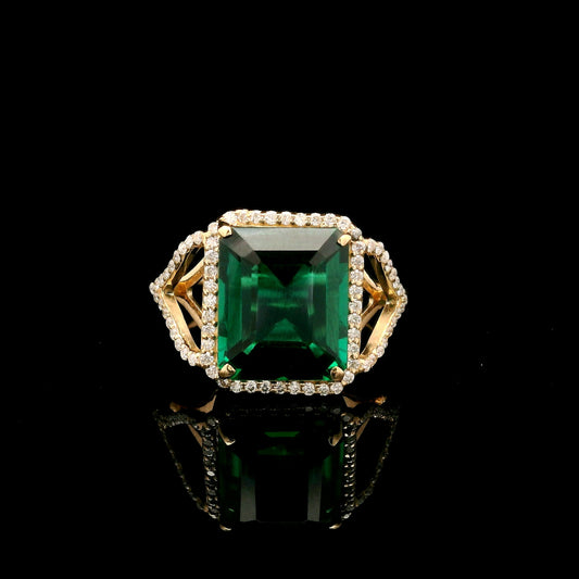 4.00 Ct Emerald Cut Lab Grown Emerald 14K Gold Ring