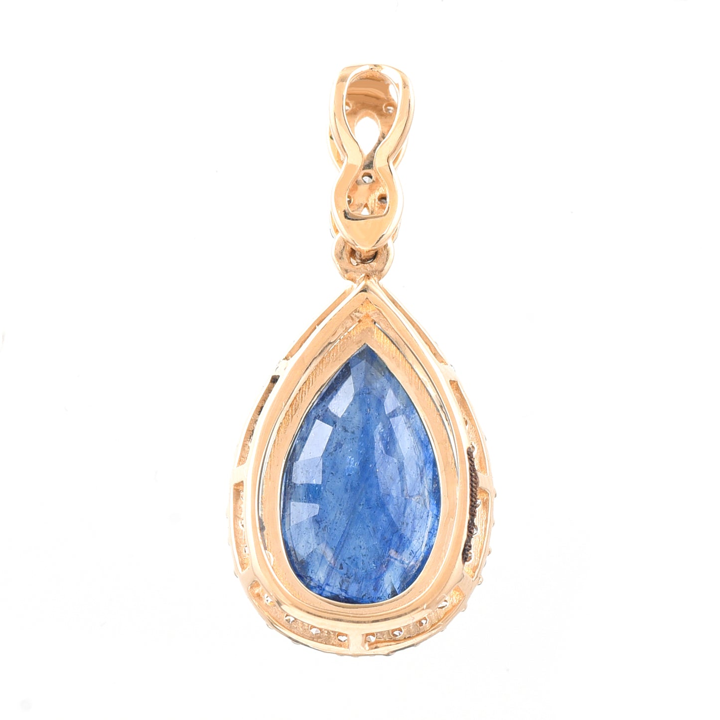 3.68 Ct Pear Mixed Cut Natural Sapphire 14K Gold Pendant