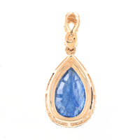 3.68 Ct Pear Mixed Cut Natural Sapphire 14K Gold Pendant