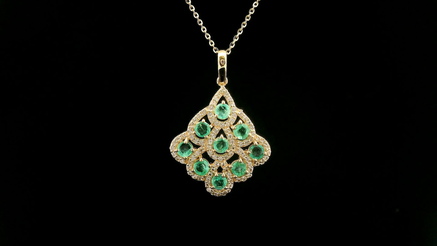 1.28 Ct Round Emerald 14K Gold Pendant
